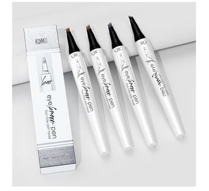 2024 New Magic Eyebrow Microblading Pen, 4-Tipped 3D Waterproof Microblading Eyebrow Pencil Contouring Pen, Natural Long-Lasting Fine Stroke (Dark Brown)