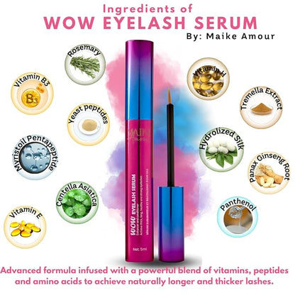 Premium Eyelash Growth Serum. Achieves thicker, longer, healthier and eyelashes and eyebrows. Eyelash enhancing serum for fuller lashes and brows. (5 mL)