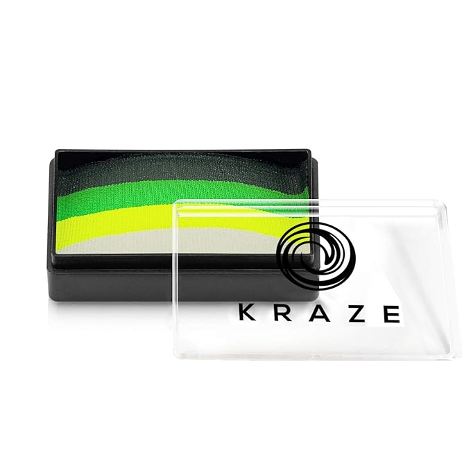 Kraze FX Dome Stroke - Meadow (25 gm), Professional 1-Stroke Split Cake, Hypoallergenic, Non-Toxic, Water Activated Face & Body Painting Makeup Supplies for Sensitive Skin, Kid Safe, Adults