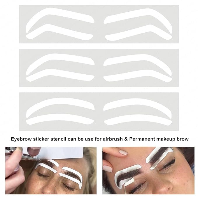 2 Bags Airbrush Eyebrow Design Stickers Stencils, Disposable Semi-permanent Auxiliary Stickers, Airbrush Brow Shaping Mapping Guide Tape Air Brush Templates for Tinting Makeup (D Type -2Bags- 24Pairs)