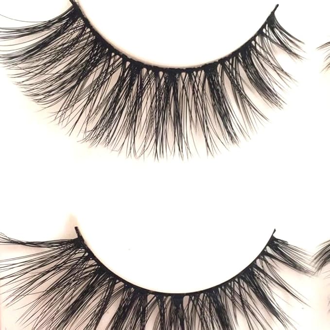 Imported Korea Fiber Faux Mink False Eye lashes Handmade Reusable Long Cross Volume Dramatic Lashes Natural Look Makeup Thick Black Fake EyeLashes