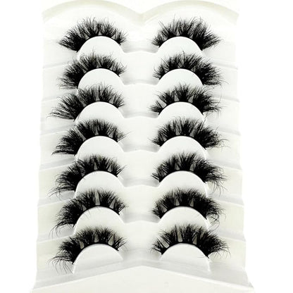 HBZGTLAD NEW 7pairs Cat eye Eyelashes 3D Natural False Lashes 5d Fluffy Soft Cross Manga Lashes Wispy Natural Eyelash Extension Makeup (L16)
