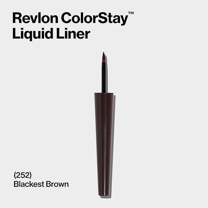Revlon ColorStay Liquid Eyeliner, Waterproof, Smudgeproof, Longwear Intense Eye Makeup with Fine Tip, Ophthalmologist Tested, Black Brown (252)