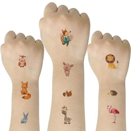 (Pack of 10 Sheets) Animals Waterproof Temporary Tattoo Stickers for Kids Boys and Girls, Party Favors Decorations