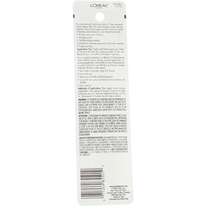 L'Oreal Paris Lineur Intense Brush Tip Liquid Eyeliner, 710 Black (Pack of 2)