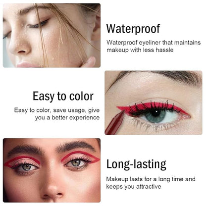 evpct Red Eyeliner Pencils for Eyes, True Red Colored Eye Liner Pencil Pen Makeup Waterproof Smudge Proof, Colored Gel Waterline Eyeliner Liquid, Face Eye Paint Stick Halloween Makeup 17