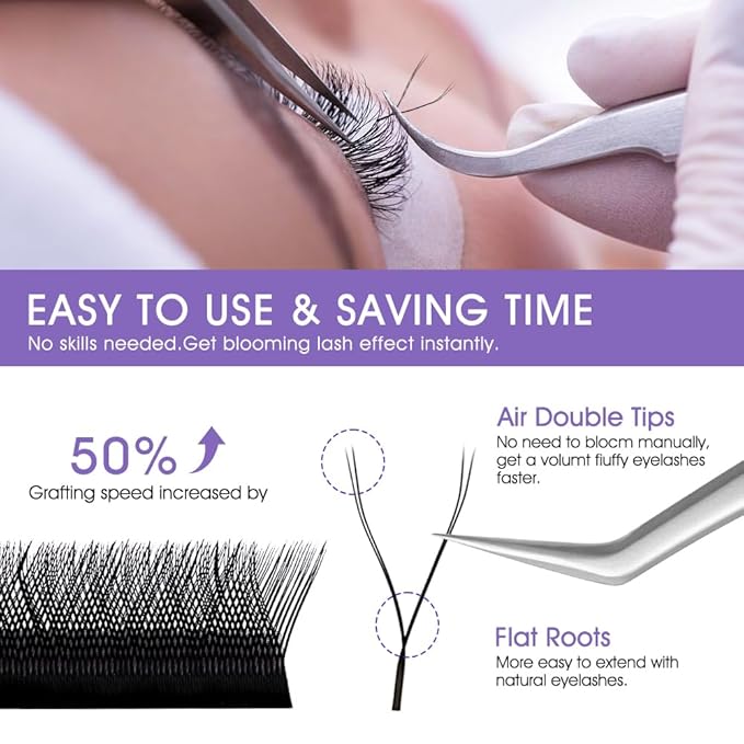 YY Eyelash Extension 0.05mm LU Curl 8-14mm Mixed Tray Lash Supplies Premade Fans Y Shape Volume Lash 12 Rows Premium Faux Mink Lash Extensions (8-14 MIX, Black ;0.05 LU)