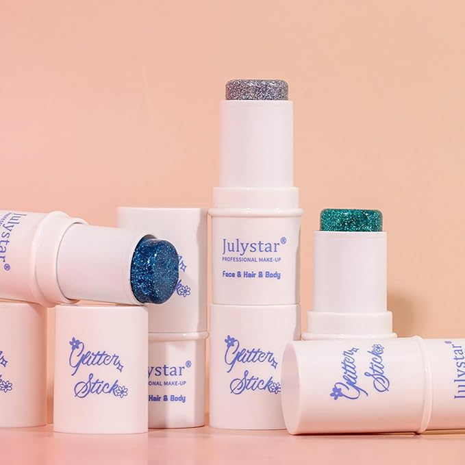 Body Glitter Stick, 4 Colors Mermaid Sequins Glitter Gel for Face and Body, Waterproof Chunky Glitter for Stage Party Club Holographic Glitter Makeup, Blue Face Glitter Gel Eye Glitter