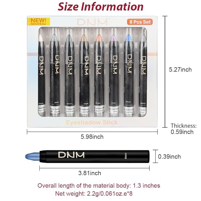 Kaely 8Pcs Cream Eyeshadow Stick Set for Older Women, Pearl White Black Gray Khaki Royal Blue Vioiet Purple Silver, Matte Shimmer Eyeliner Pencil Eye Shadow Sticks Palette Makeup, sombras para ojos