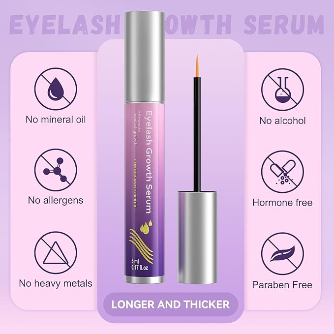 Eyelash Growth Serum, Premium Lash Serum Promotes Longer, Thicker, Fuller,Eyelash Serum Non Irritating (5ml)