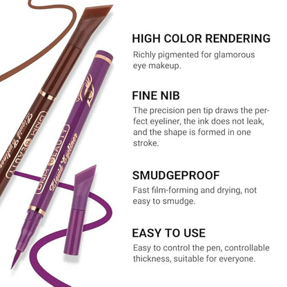 evpct 6Pcs Black Blue Violet Nordic Purple White Red Brown Liquid Wing Eyeliner Stamp Eye Pencil Makeup Color