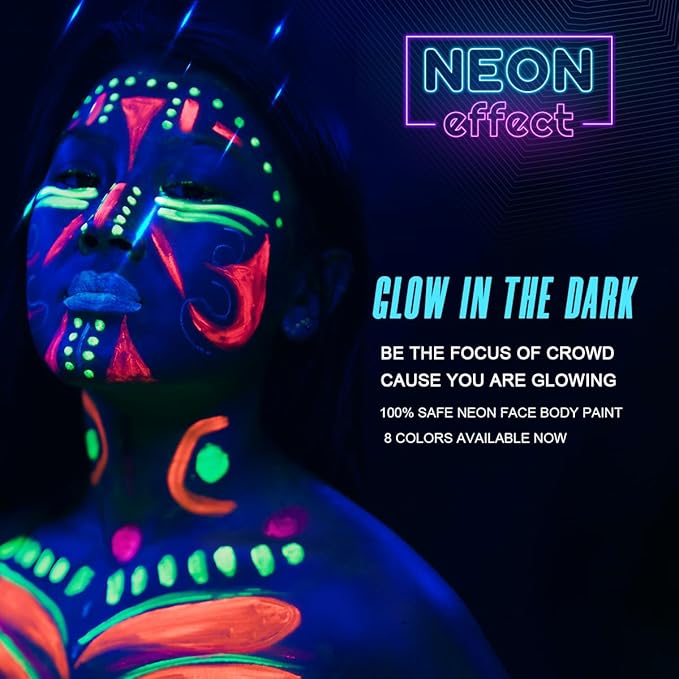 Bowitzki 30g Professional Face Paint Body Paint Water Based Face painting Makeup Safe for Kids and Adults Split Cake Single Color (Neon Pueple)