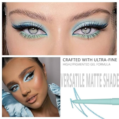evpct Teal Eyeliner Pencils for Eyes, Light Green Matte Colored Eye Liner Pencil Makeup Waterproof Smudge Proof, Colored Gel Waterline Eyeliner Liquid, Face Eye Paint Stick Lipstick Halloween Makeup 6