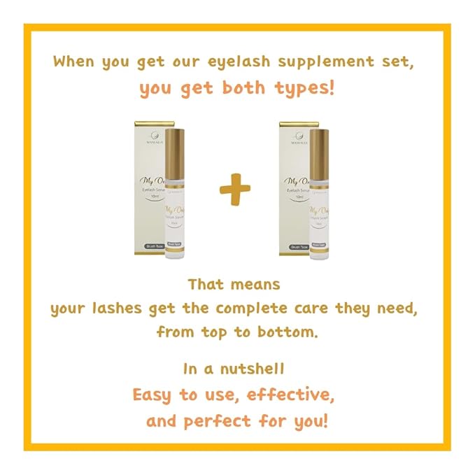 My Only Eyelash Serum - 2 Step Lash System, Mascara & Brush Applicator SET, Eyelash Enhancing Serum, Made in KOREA (2-Pack, 10ml Each)