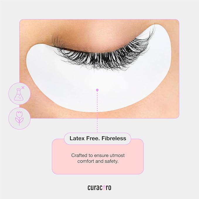 Curacoro Biogel Eye Pads for Lash Extensions, Soft Sticky Under Eye Patches for Sensitive Skin, Eyelash Perm Lamination, Lash Extension Remover Supplies (10 Pairs)