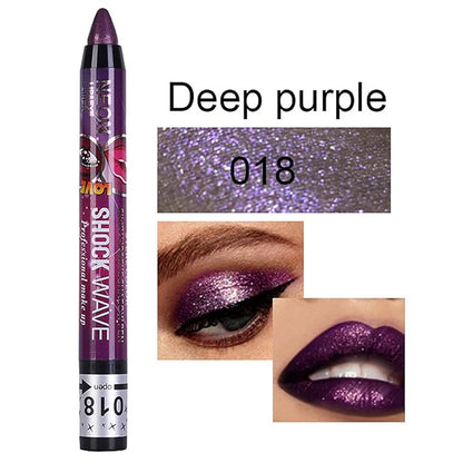 Vtrem 4 Colors Orange Purple Brown Coffee Shimmer Glitter Eyeshadow Pen Lip Pen 2-in-1 Lying Silkworm Highlighter Eye Shadow Pen Waterproof Long Lasting Eye Shadow Set Pen Eyeliner Kit