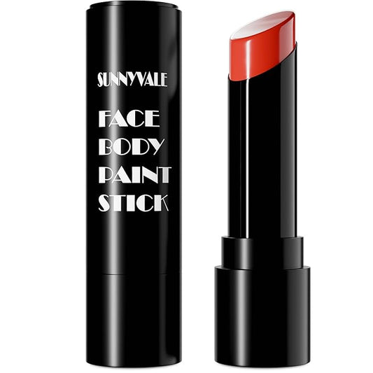 SUNNYVALE Halloween Clown Red Face Body Paint Stick Cream, Sweatproof Eye Black for Adults Sports, Hypoallergenic Grease Foundation Makeup for Skeleton Mime Cosplay Costume Parties