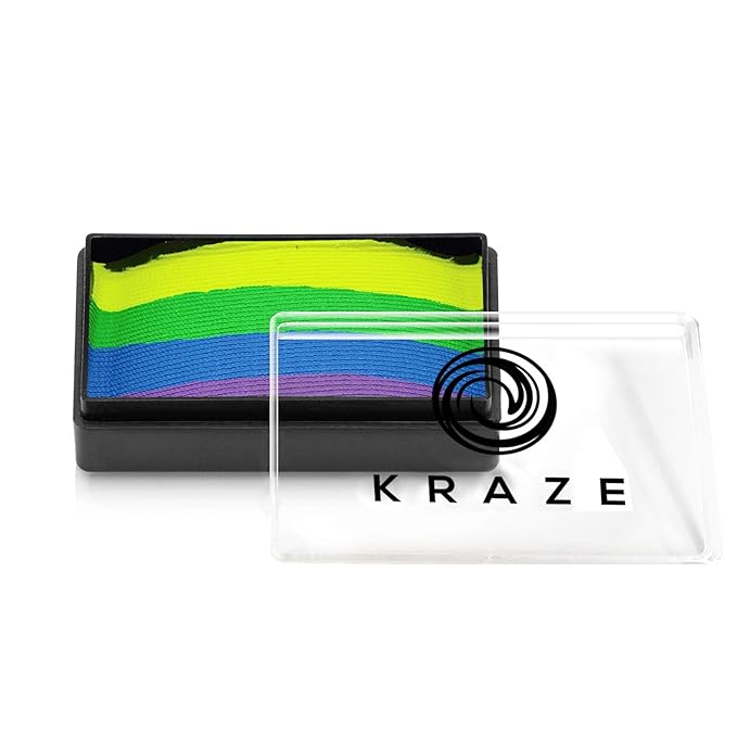 Kraze FX Dome Stroke - Thrill (25 gm), Professional 1-Stroke Split Cake, Hypoallergenic, Non-Toxic, Water Activated Face & Body Painting Makeup Supplies for Sensitive Skin, Kid Safe, Adults