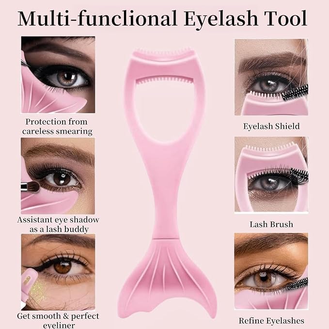 Mascara Shield Applicator Guard and Eyeliner Tool Set Mascara Eyelash Comb Applicator Eyeliner Stencils for Quick Eye Makeup (Pink, L)