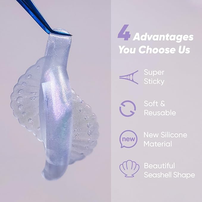 Lash Lift Rods No Glue Needed Silicone Eyelash Pads Perfect with Lash Lift Balm Glue Reusable Lash Lifting Pads (Pink Glitter)