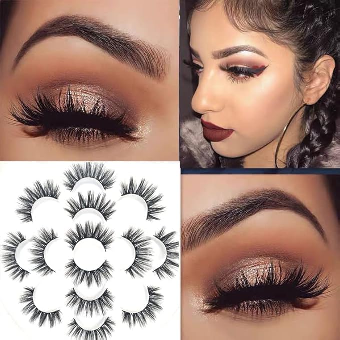 Sunniess 5D Volume False Eyelashes Faux Mink Soft Lashes Makeup Long Cross Handmade Reusable Fake Eyelashes