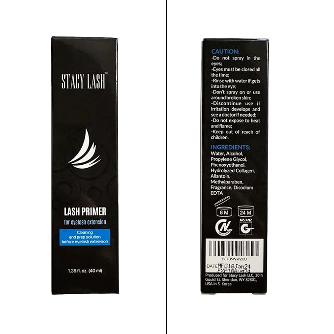 Eyelash Extension Primer/Cleanser (1.35fl.oz/40ml) Stacy Lash/Protein Oil Remover/Increase Adhesive Bonding Power Retention/Pretreatment for Individual Semi Permanent Extensions Glue Supplies