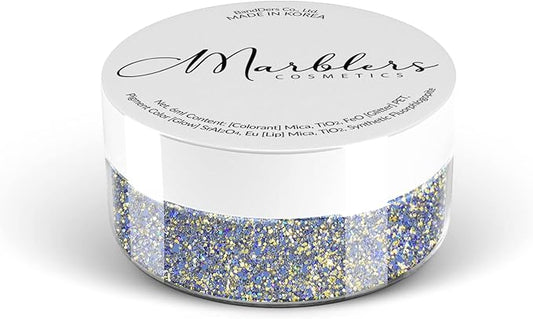 MARBLERS Holographic Glitter [Gold Splash Blue] 0.18oz (5g) | Fine | Non-Toxic, Vegan, Cruelty-Free | Eyeshadow, Body Butter, Nail Polish, Nail Art | Party, Body, Face, Hair Makeup