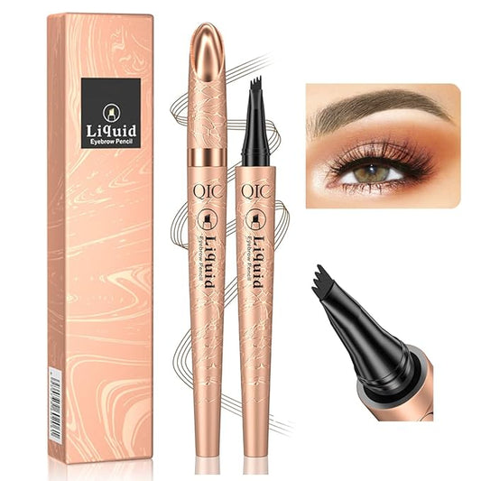 Eyebrow Pencil with 4 Tip Micro Head, Liquid Eyebrow Microblading Pen, Eyebrow Pen Micro 4 Point Brow Pen Long-Lasting Waterproof & Smudge-proof Natural Eyebrow Makeup (#1 Light Brown)