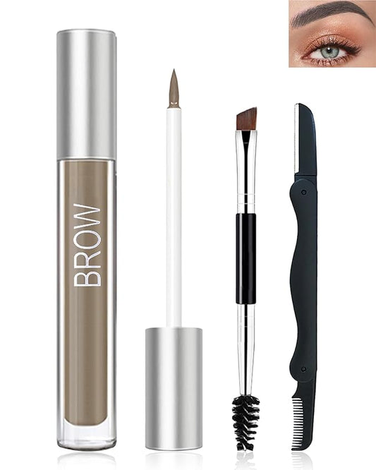 Waterproof Tinted Brow Gel- Blonde Tinted Thickening Eyebrow Gel, Brow Fast Sculpt Volumizing Eyebrow Glue, Long-Lasting Transfer-Proof Eyebrow Mascara Makeup, with Brow Razor & Brush (0.106 Oz)-03#