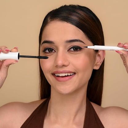 IRIS ALL EYES ON ME | MASCARA & EYELINER | SMUDGE PROOF | EASY APPLICATION | LONG LASTING STAYS UPTO 24 HOURS | VEGAN | CRUELTY FREE | BLACK (COMBO)