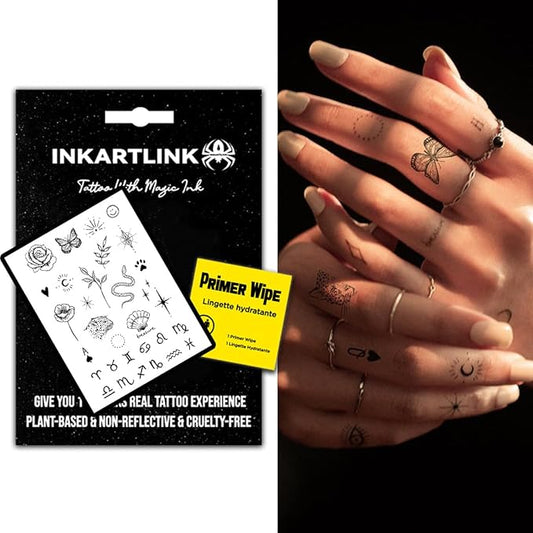 Semi Permanent Tattoos, cute little designs, suitable as gifts for girls, beautifully packaged, waterproof, cruelty-free, non-reflective (Mini Finger Tattoo 2)
