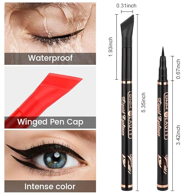 evpct 3Pcs Black Red White Liquid Wing Eyeliner Stamp Eye Pencil Makeup Set Waterproof Colored Color Eye Liners Stamps Shapes delineador de ojos contra el agua delineadores de colores para ojos 1+2+10