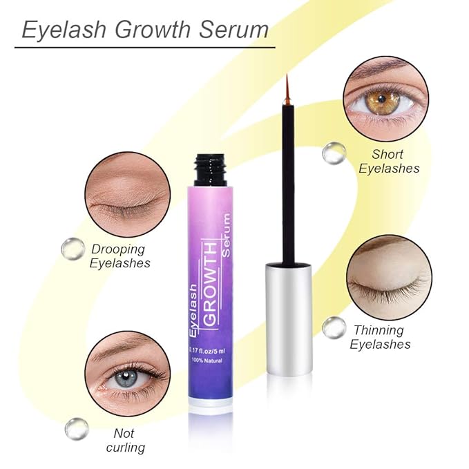 Eyelash Growth Serum to Grow Lashes，Advanced Lash Serum Formula for Eyelash Growth and Thickness, Lash Growth Serum Enhancer (5ML)