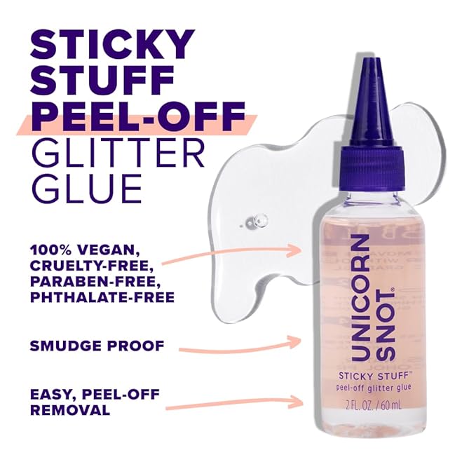 Unicorn Snot Glitter Glue Primer - Sticky Stuff™ Peel Off Glitter Glue for Long-Lasting Perfection - Safe for Face - Waterproof, Non-Toxic Primer for Body & Face - Dries Clear