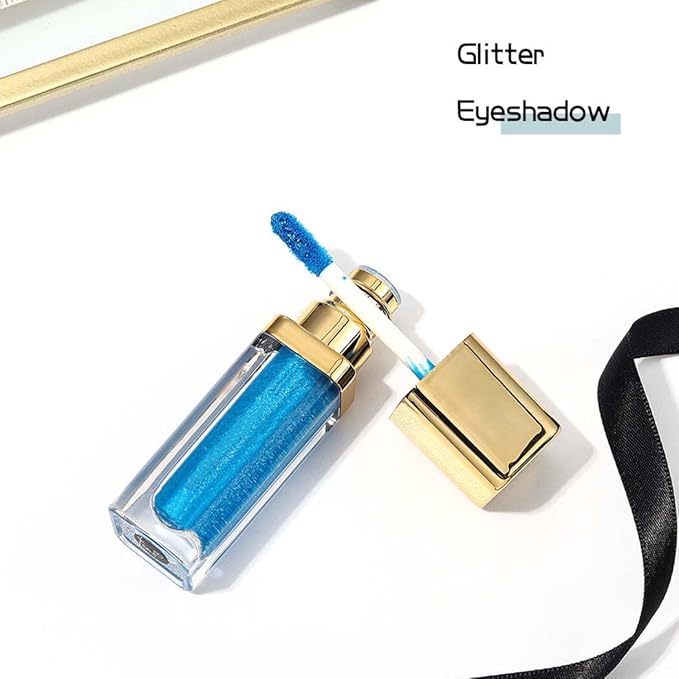 Kilshye Glitter Liquid Eyeshadow Shimmer Eye Shadow Metallic Eyeshadows High Pigment Eyes Shadow Long Lasting Waterproof Eyes Liquid Makeup for Women and Girls Pack of 1 (B- Blue 5)