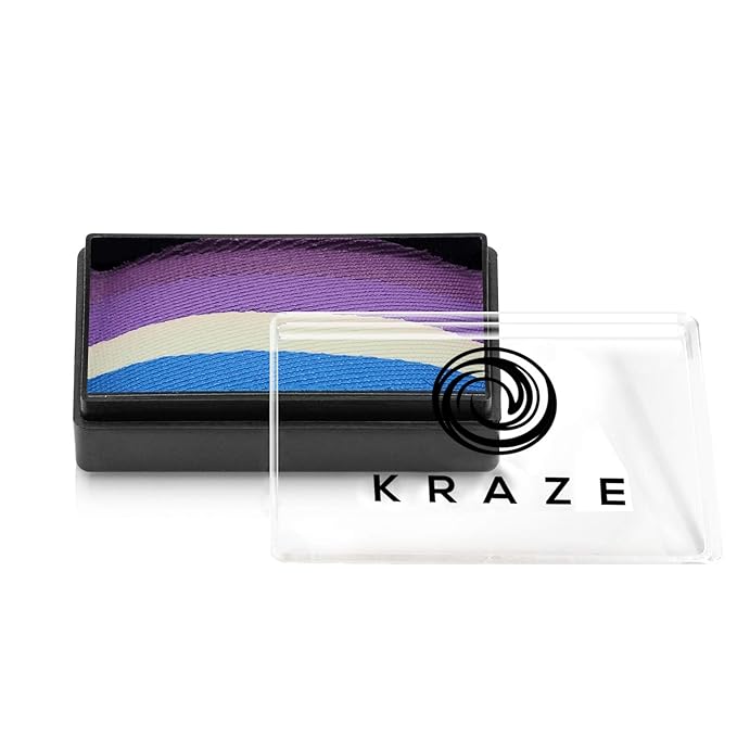 Kraze FX Dome Stroke - Aurora (25 gm), Professional 1-Stroke Split Cake, Hypoallergenic, Non-Toxic, Water Activated Face & Body Painting Makeup Supplies for Sensitive Skin, Kid Safe, Adults