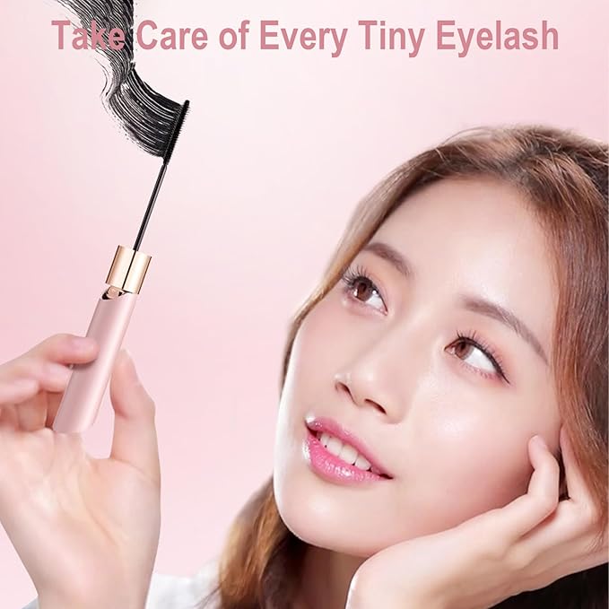 Lengthening Black Mascara for Fine Short Lashes & Older Women – Quick-Drying, Smudge-Proof & Waterproof – Natural-Looking Length, Dual-Sided Brush - Swivel Brush Handle, Glides to Every Lash Angle