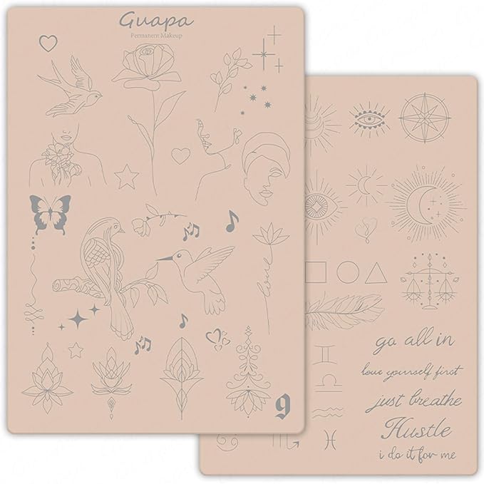 Guapa 2-Sided Printed 1.5MM Silicone Tiny Tattoo Practice Pad – Realistic & Durable for Precision Training