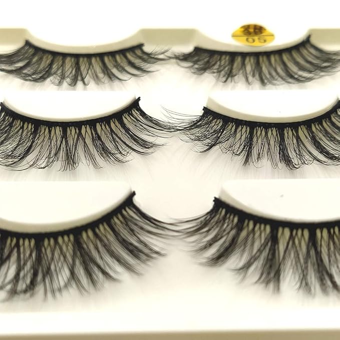 Imported Korea Fiber Faux Mink False Eye lashes Handmade Reusable Long Cross Volume Dramatic Lashes Natural Look Makeup Thick Black Fake EyeLashes