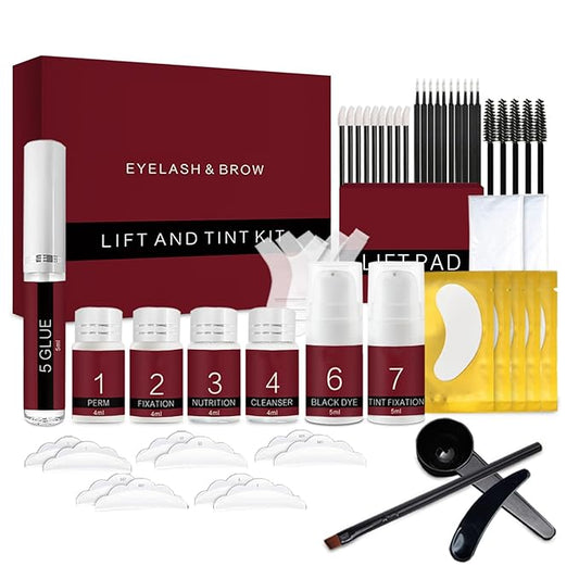Lash Lift Kit & Brow Lamination Kit, Eyebrow Lamination Kit with Black, Professional Eyelash Lifting Kit, Eyelash Perm Kit with All Tools, Lasts for 8 Weeks, Easy to Use,for Salon & Home