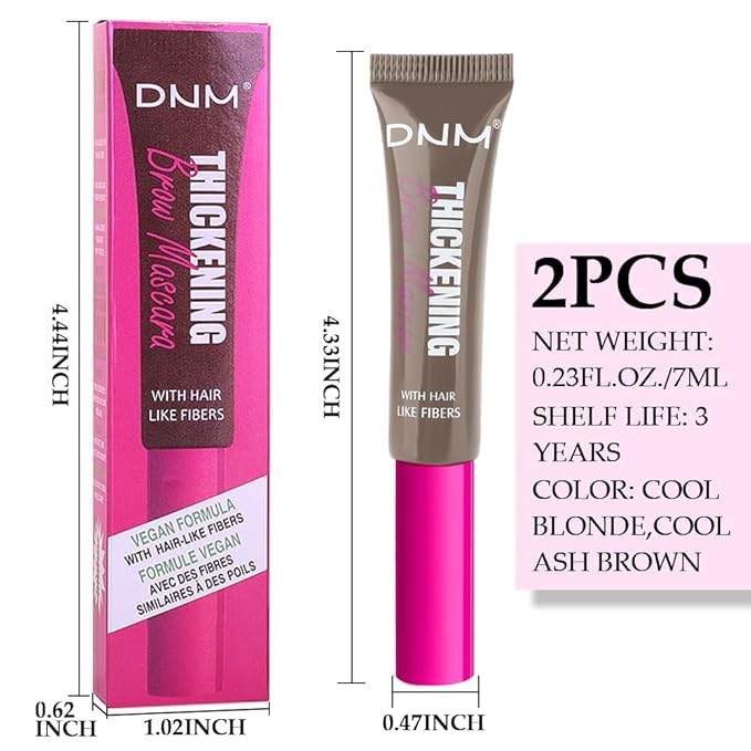 Tinted Thickening Brow Mascara,Brow Fast Sculpt,Waterproof, Transfer-proof, Brush to Fill in Eyebrows and Cover Gray Hairs - Cruelty Free (2pcs 02 Cool Blonde &05 Cool Ash Brown)
