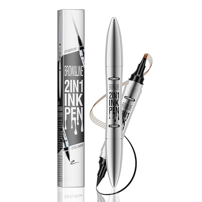 2 in 1 Magic Eyebrow Pencil, 4 Tip Microblade Eyebrow Pen Microblading Eyebrow Pencil Contouring Pen for Natural Daily Look Eyebrow Makeup