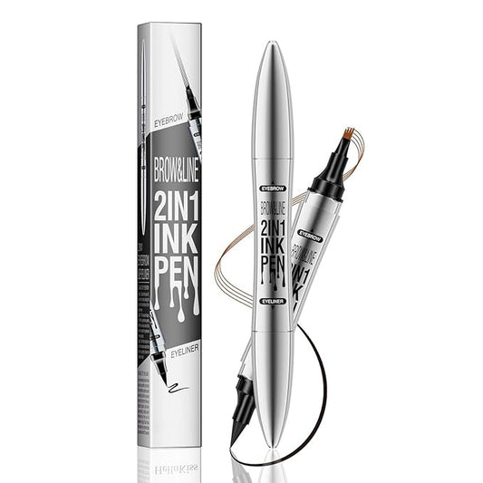 2 in 1 Magic Eyebrow Pencil, 4 Tip Microblade Eyebrow Pen Microblading Eyebrow Pencil Contouring Pen for Natural Daily Look Eyebrow Makeup