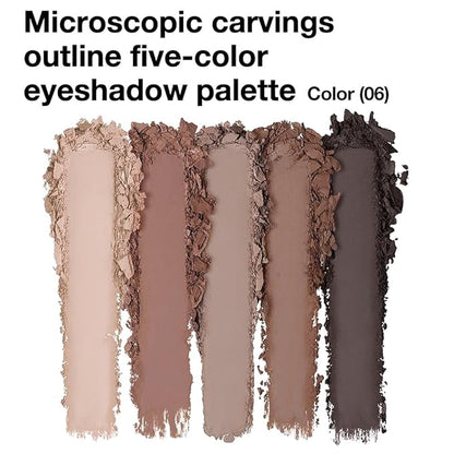 Neutral Nude Brown Eyeshadow Palette, 5 Matte Shades from Cream to Charcoal, Smooth Blendable Texture, Everyday to Smoky Glam Eye Makeup, Travel-Friendly Compact for Daily Looks 06#