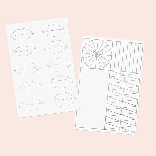 2PCS Doulbe Sides Silicone Practice Skin 1.5mm Thickness Permanent Makeup Tattoo Practice Pad for Eyebrow/Lip Practice (White Pad+Silver Line)