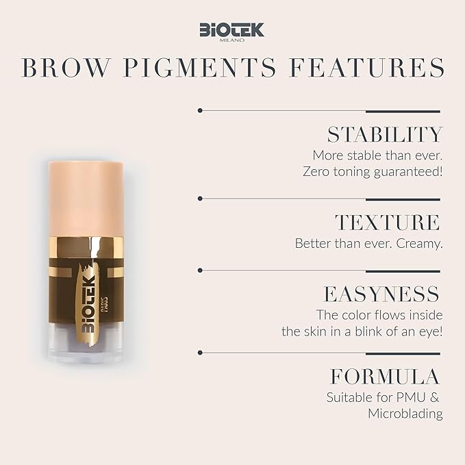 Brow Pigment for Permanent Makeup - Neutral Brown Color for Eyebrows - Inorganic Creamy - Made in Italy - Paris 0,24 fl.oz.