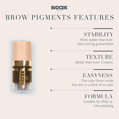 Brow Pigment for Permanent Makeup - Neutral Brown Color for Eyebrows - Inorganic Creamy - Made in Italy - Paris 0,24 fl.oz.