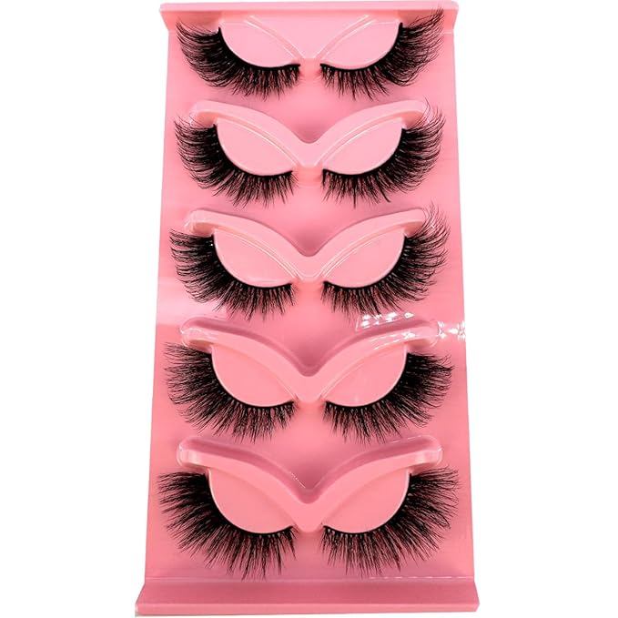 HBZGTLAD New 3D Cat-Eye Mink Eyelashes Curled Winged Natural Realistic Messy End Eye Elongated Thick False Eyelashes Soft Fake Eyelashes (V9)