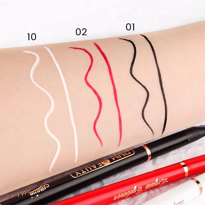 evpct 3Pcs Black Red White Liquid Wing Eyeliner Stamp Eye Pencil Makeup Set Waterproof Colored Color Eye Liners Stamps Shapes delineador de ojos contra el agua delineadores de colores para ojos 1+2+10