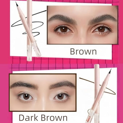 Waterproof Eyebrow Pencil with Fine Tip, 2-in-1 Brow Pen and Sealing Brow Gel, Smudge-Proof, Lightweight and Non-clumping, Eyeliner, Hairline Pencil (Brown)